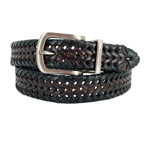 Nautica braided black leather belt - Picture 1 of 4